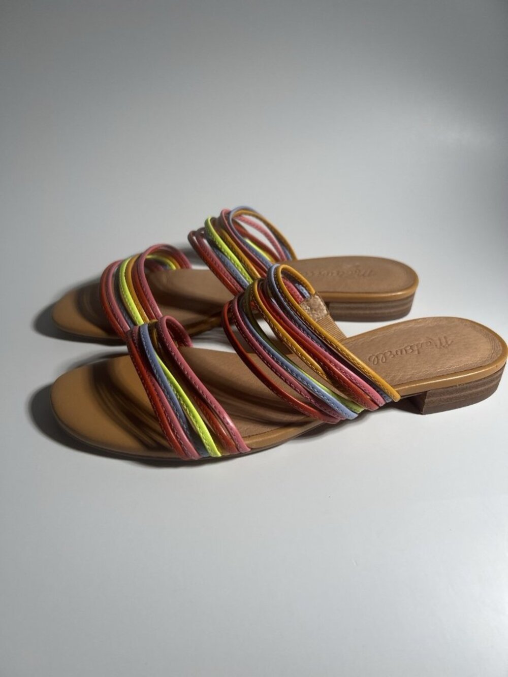 Madewell Meg Slide Micro Strap Leather Sandals Rainbow Women’s Size 6.5 - Picture 3 of 14